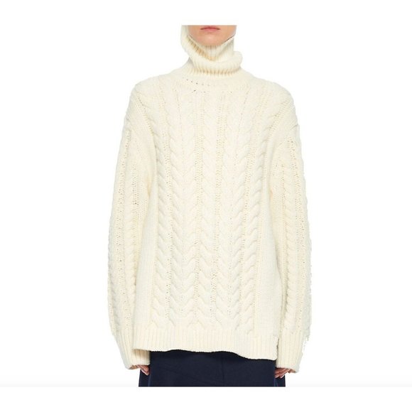 Tibi Cable-Knit Wool-Blend Sweater SIZE XS/S 1150$ CREAM COLOR - Picture 1 of 6